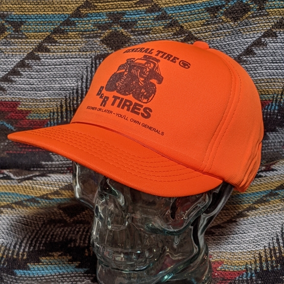 80s General Tires Orange All Foam Trucker Snapback. Cleaned and reshaped. - Picture 2 of 4